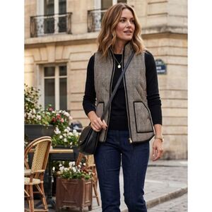 J. Crew Printed Quilted Down Puffer Vest Jacket Women's Size Small